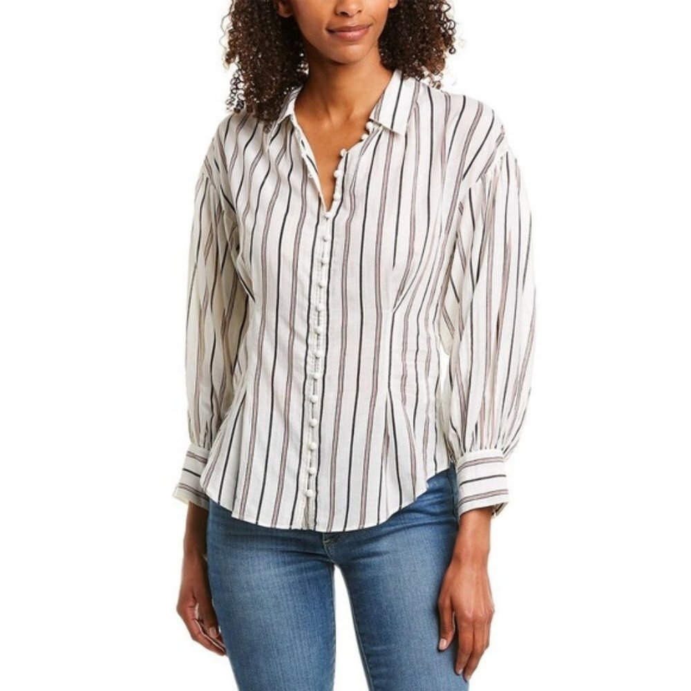 NWT JOIE Minya Stripe Button Blouse Top